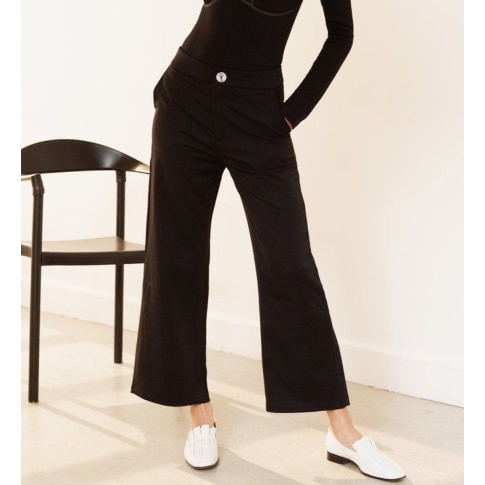 Modern Citizen Pants Abi Wide Leg Ankle Crop Black High Rise